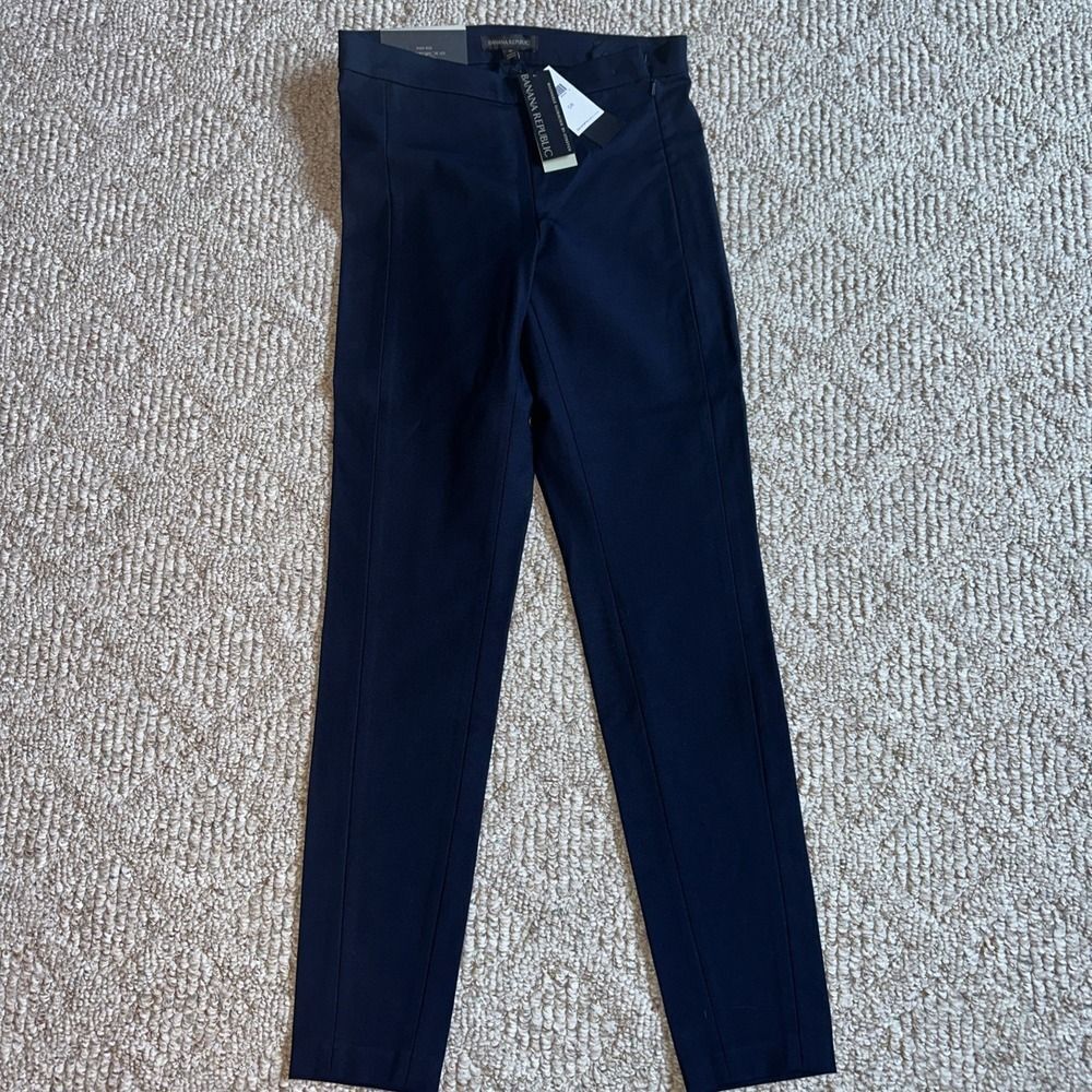 Womens Banana Republic Devon Ankle Legging Pants Side Zip Closure Sz‎ 0 Navy NWT